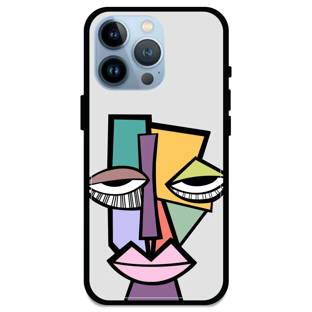 Abstract Face - Glossy Metal Silicone Case For Apple iPhone Models