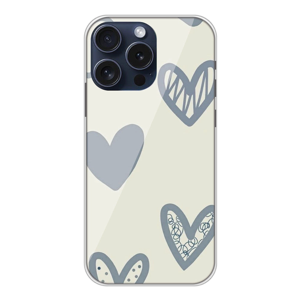 Light Blue Hearts - Silicone Case For Apple iPhone Models apple iphone 15 pro 
