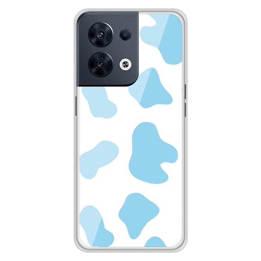 Blue Cow Print - Clear Printed Silicon Case For Oppo Models