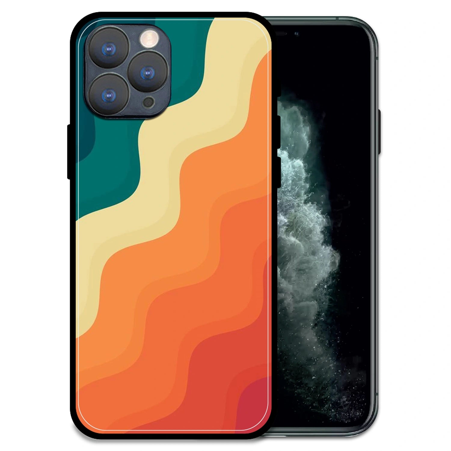 'Retro Waves - Glossy Metal Silicone Case For Apple iPhone 11 Pro Max