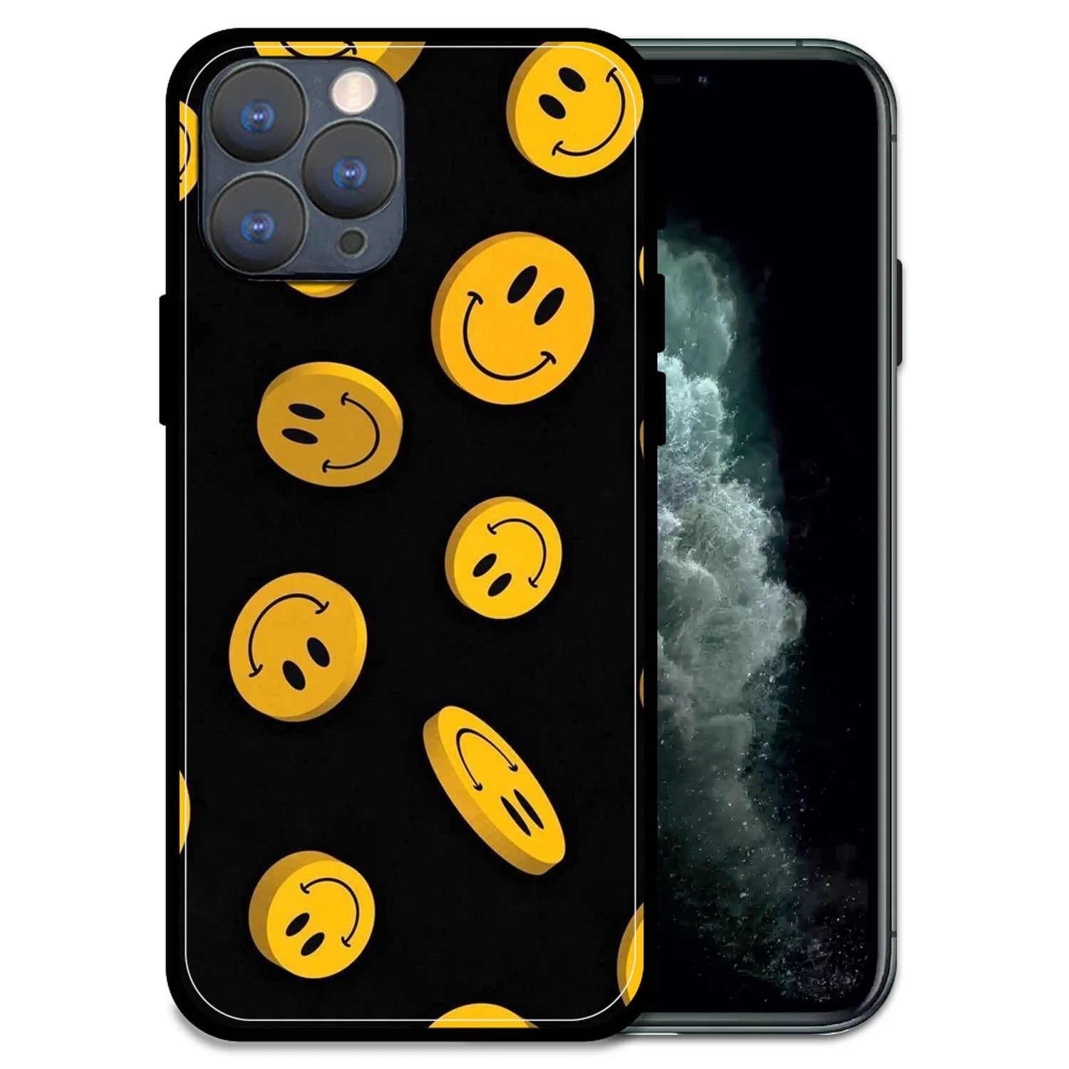 'Bold Smileys - Glossy Metal Silicone Case For Apple iPhone 11 Pro