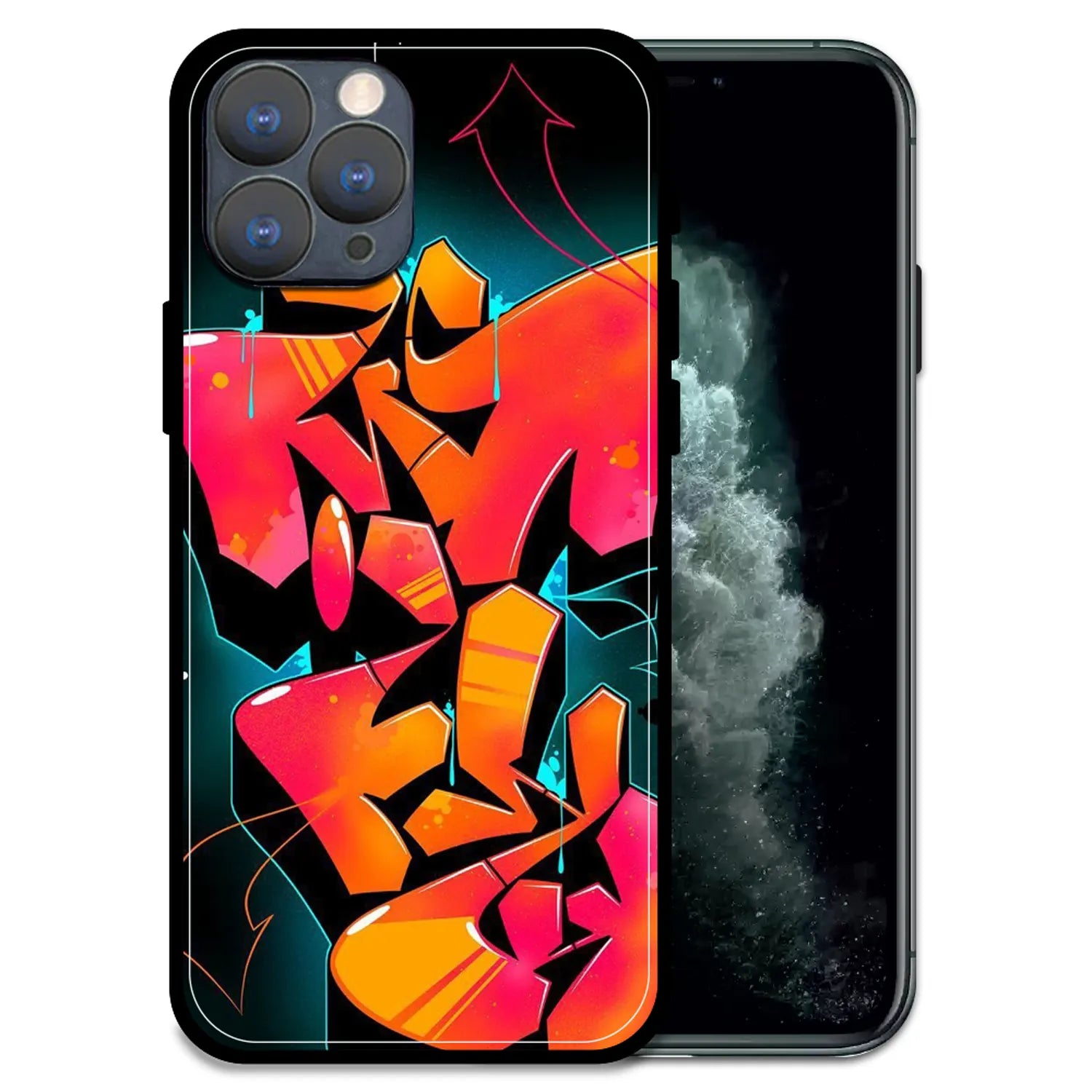 'Graffiti Fire - Glossy Metal Silicone Case For Apple iPhone 11 Pro