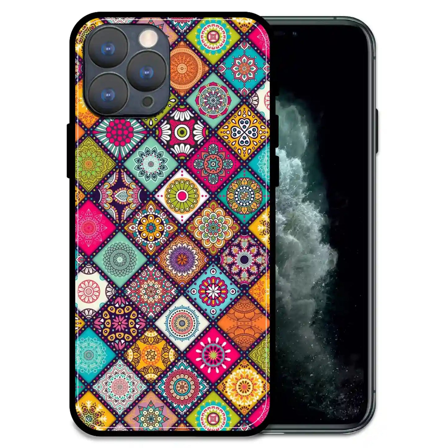 'Boho Mosaic Tiles - Glossy Metal Silicone Case For Apple iPhone 11 Pro