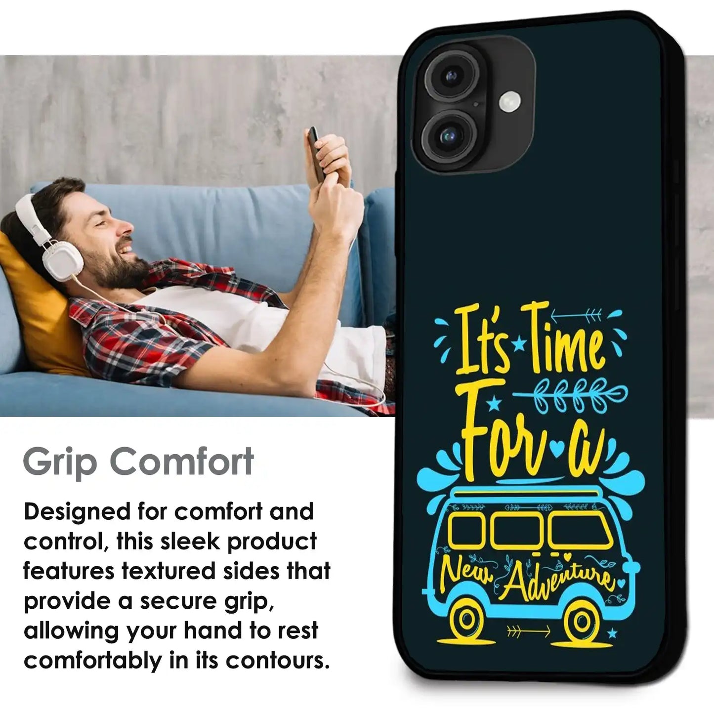 'Adventure Awaits - Glossy Metal Silicone Case For Apple iPhone Infographic