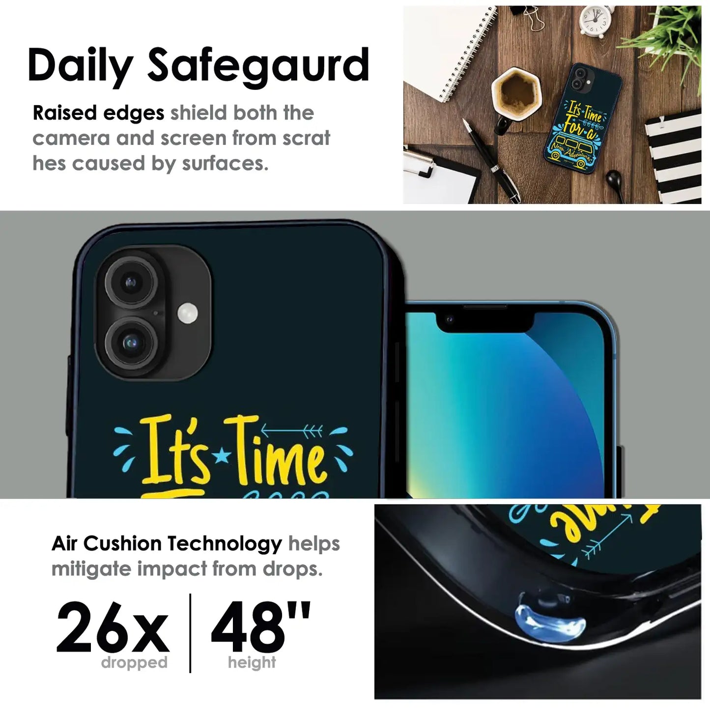 'Adventure Awaits - Glossy Metal Silicone Case For Apple iPhone Infographic
