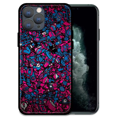 'Doodle Chaos Design - Glossy Metal Silicone Case For Apple iPhone 11 Pro