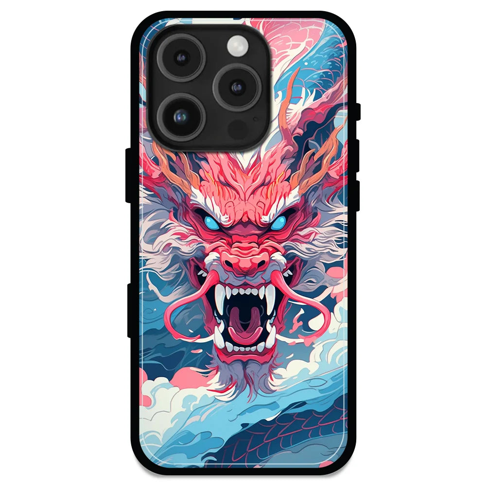 Pink Dragon - Glossy Metal Silicone Case For Apple iPhone 16 pro Models