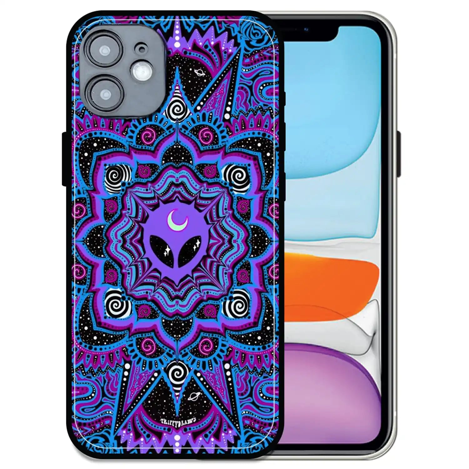 'Alien Mandala Design - Glossy Metal Silicone Case For Apple iPhone 11