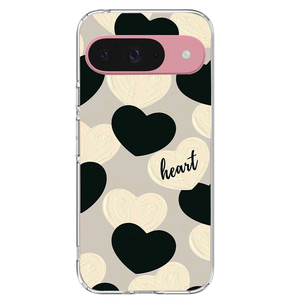 Black And White Heart - Printed Silicone Case For Google Pixel Infographic