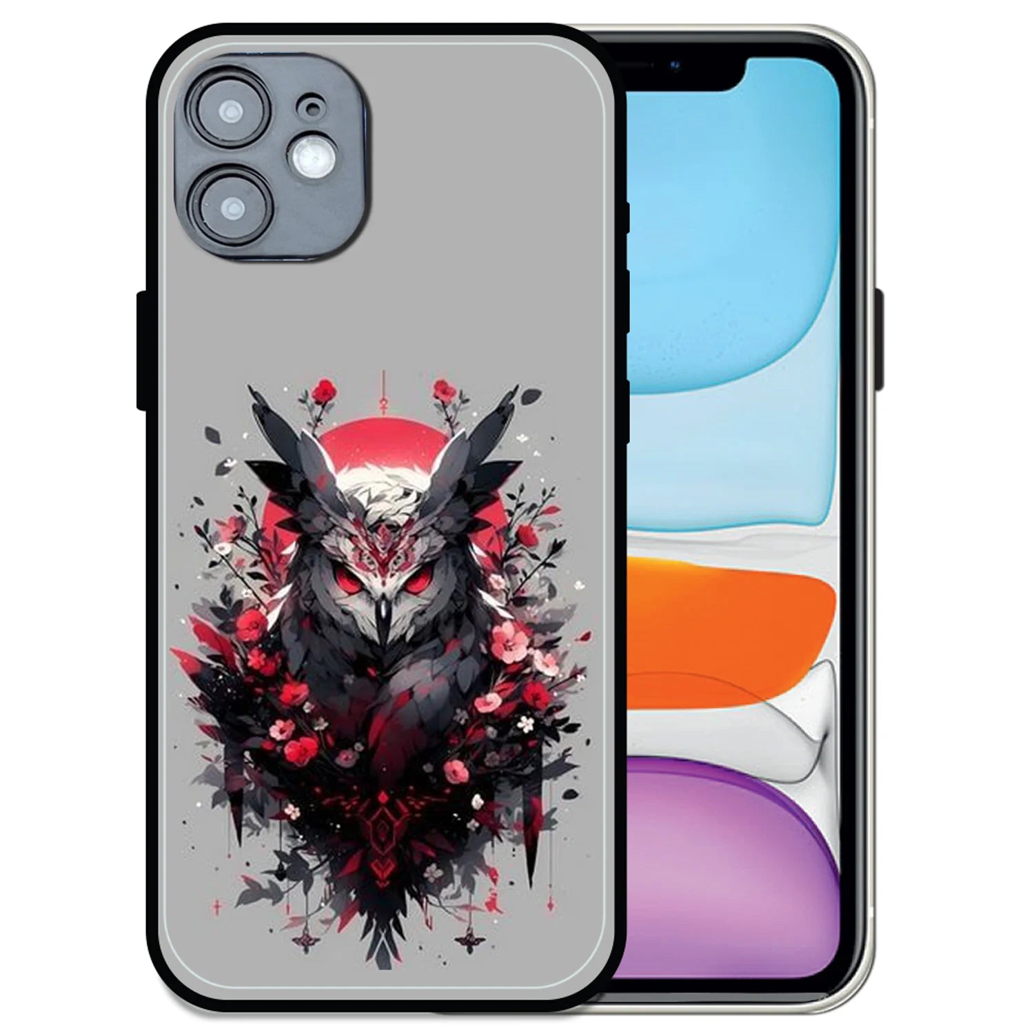 'Crimson Owl Mystique - Glossy Metal Silicone Case For Apple iPhone 11