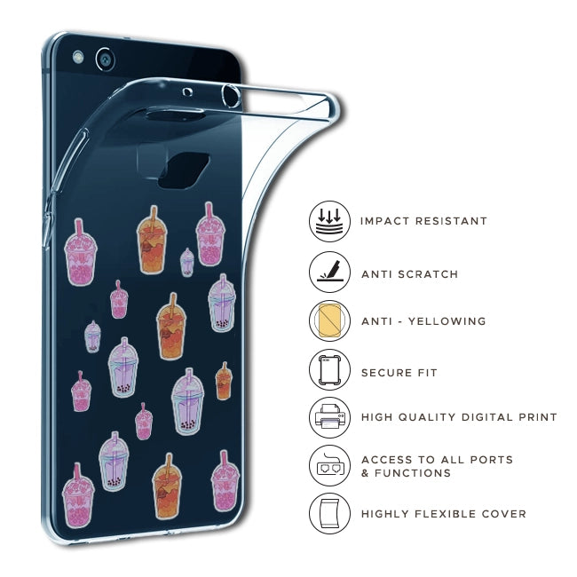 Bubble Tea - Clear Printed Silicone Case For Samsung Models infographic