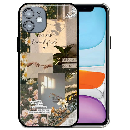 'Floral Aesthetic Collage - Glossy Metal Silicone Case For Apple iPhone 11