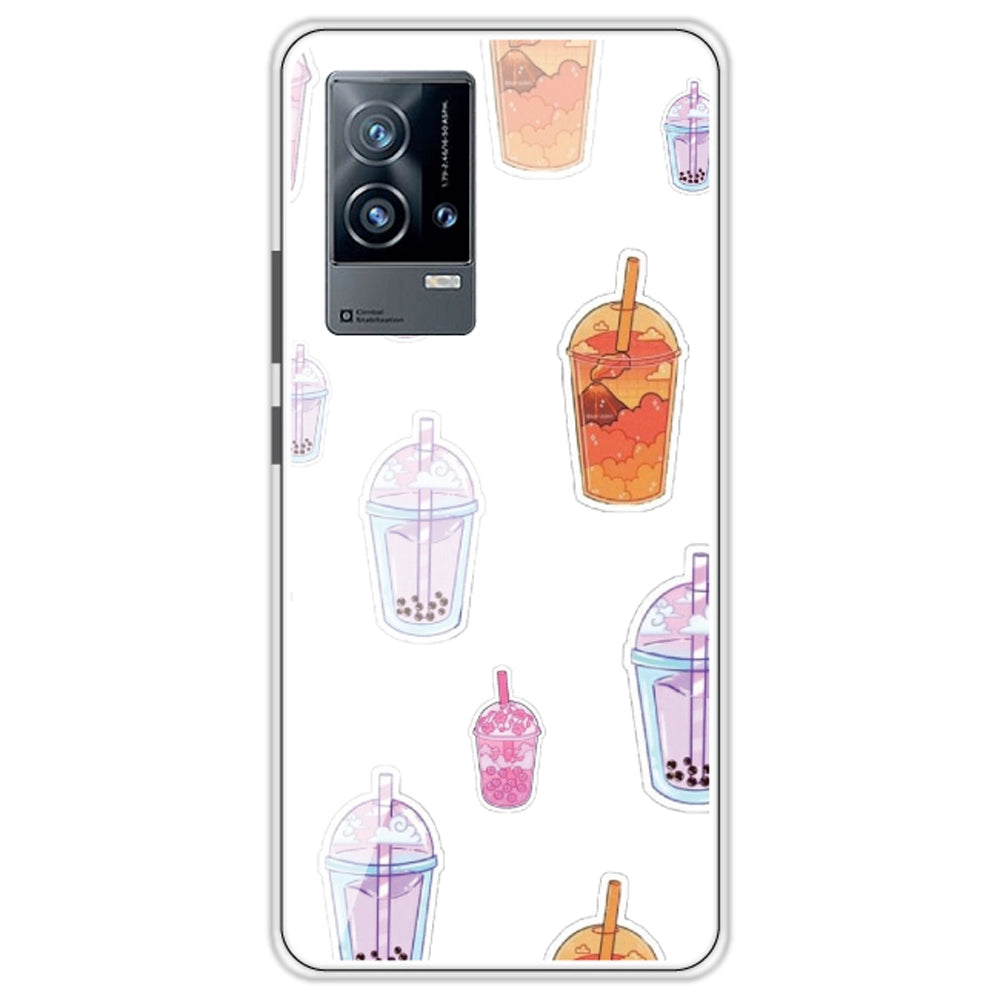 Bubble Tea - Clear Printed Silicone Case For iQOO Models