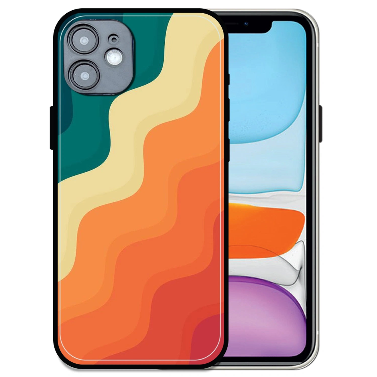 'Retro Waves - Glossy Metal Silicone Case For Apple iPhone 11