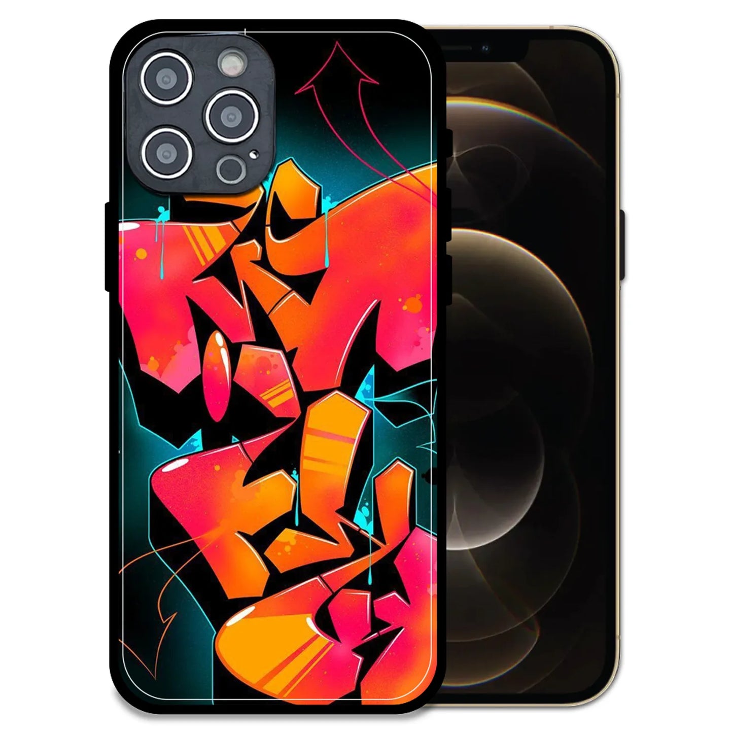 'Graffiti Fire - Glossy Metal Silicone Case For Apple iPhone 12 Pro Max