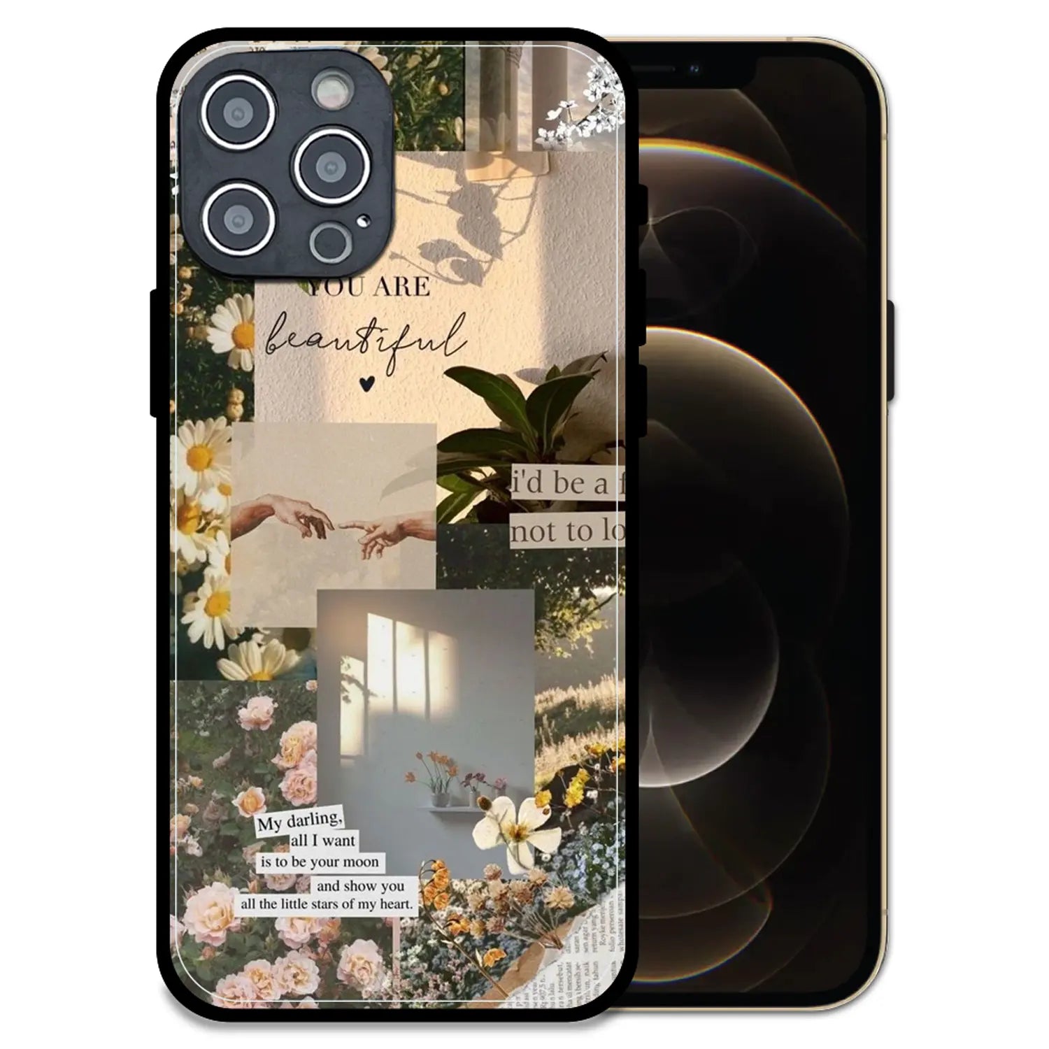 'Floral Aesthetic Collage - Glossy Metal Silicone Case For Apple iPhone 12 Pro Max