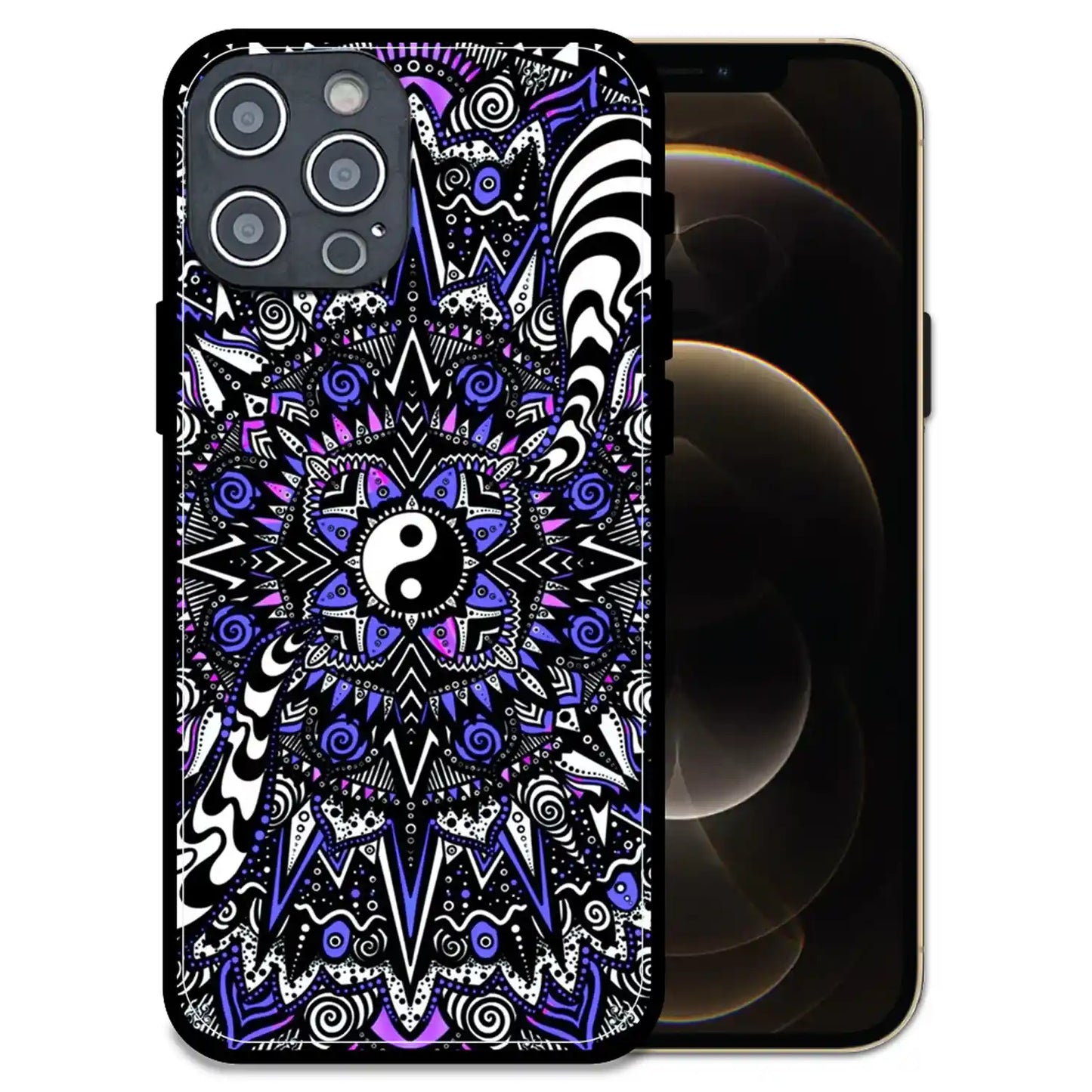 'Yin-Yang Mandala Design - Glossy Metal Silicone Case For Apple iPhone 12 Pro Max