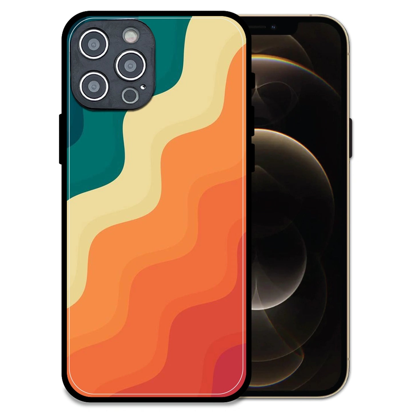 'Retro Waves - Glossy Metal Silicone Case For Apple iPhone 12 Pro Max