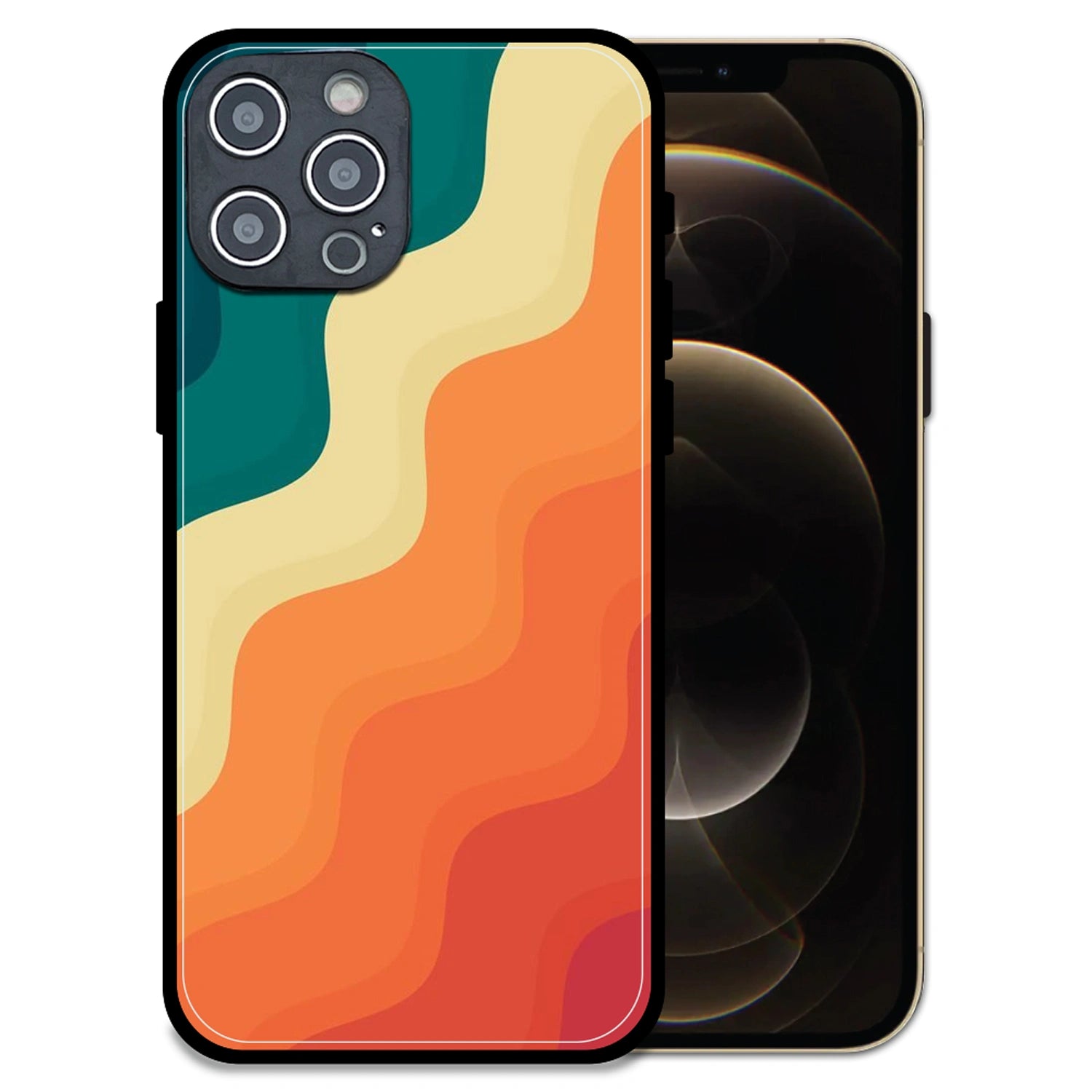 'Retro Waves - Glossy Metal Silicone Case For Apple iPhone 12 Pro Max