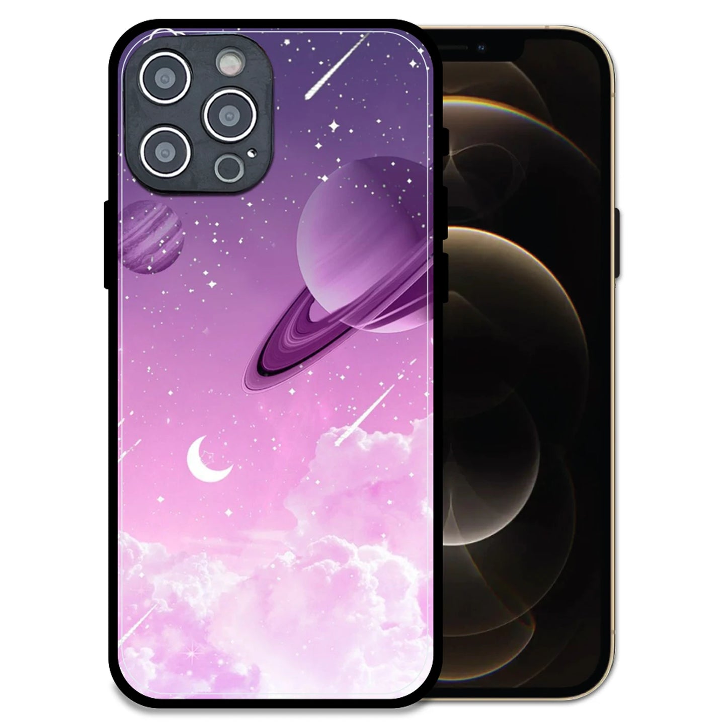 'Pastel Galaxy Design - Glossy Metal Silicone Case For Apple iPhone 12 Pro Max