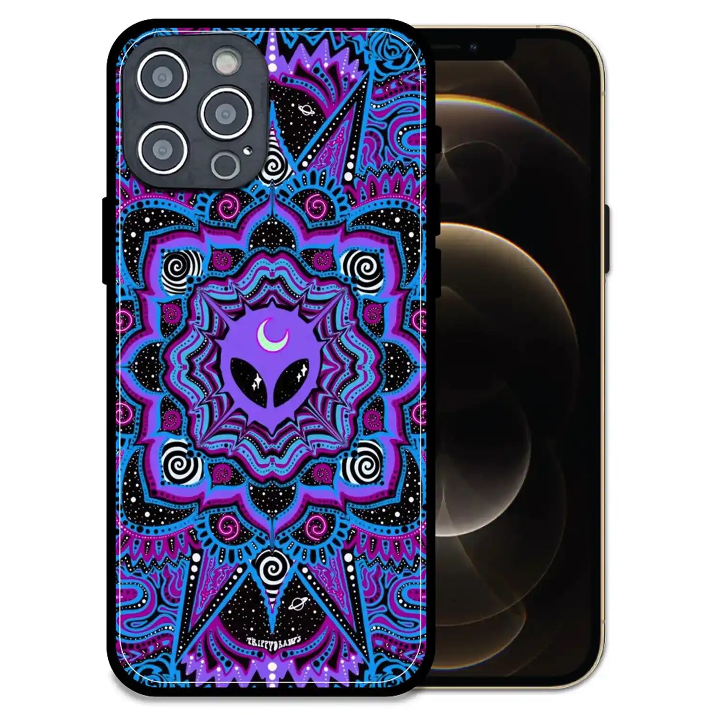 'Alien Mandala Design - Glossy Metal Silicone Case For Apple iPhone 12 Pro Max