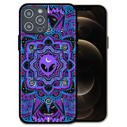 'Alien Mandala Design - Glossy Metal Silicone Case For Apple iPhone 12 Pro Max