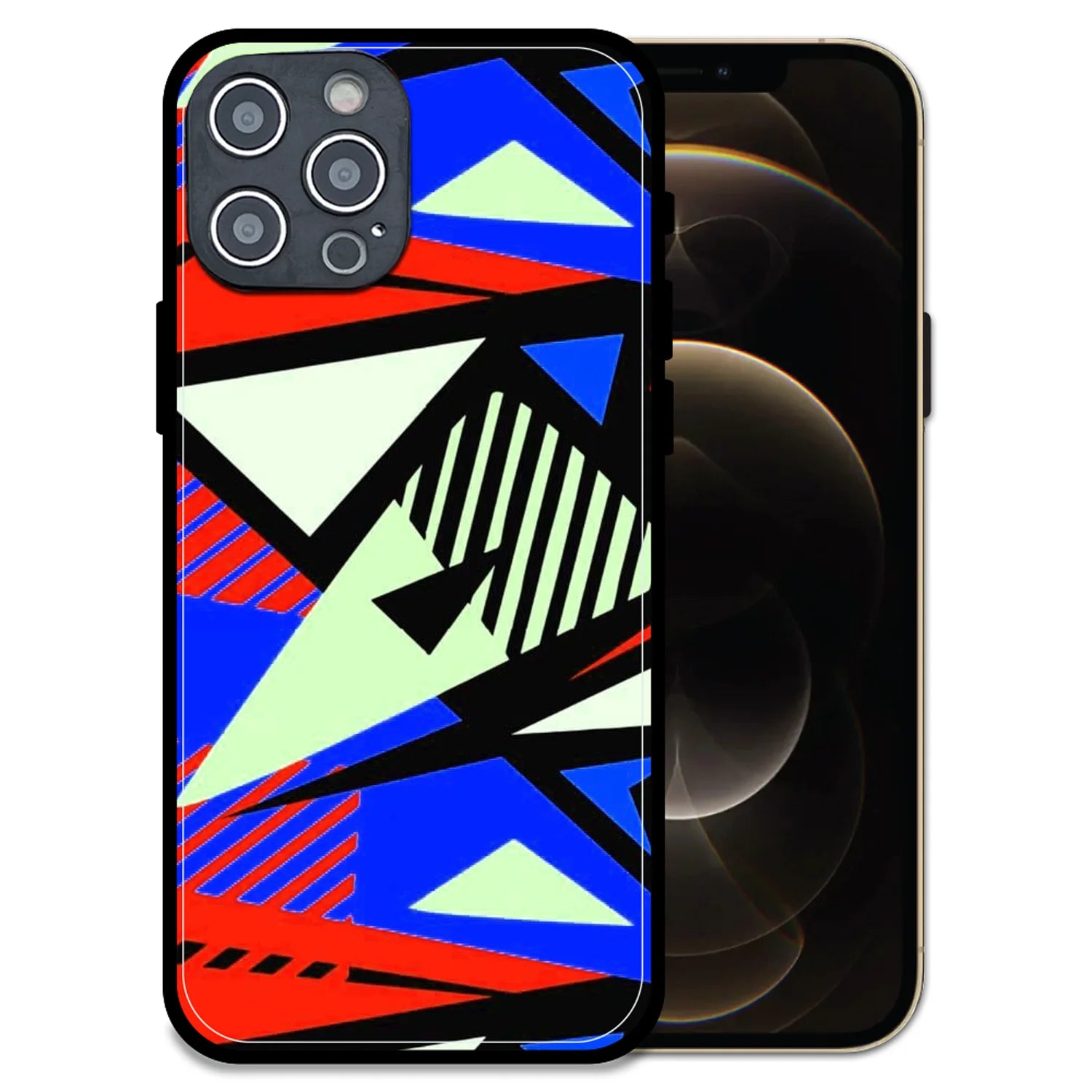 'Bold Geometric Pop - Glossy Metal Silicone Case For Apple iPhone 12 Pro