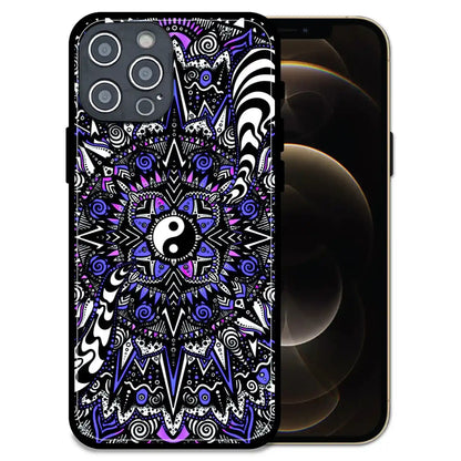 'Yin-Yang Mandala Design - Glossy Metal Silicone Case For Apple iPhone 12 Pro