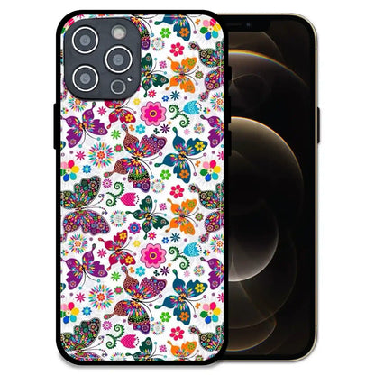 'Whimsical Butterflies Garden - Glossy Metal Silicone Case For Apple iPhone 12 Pro