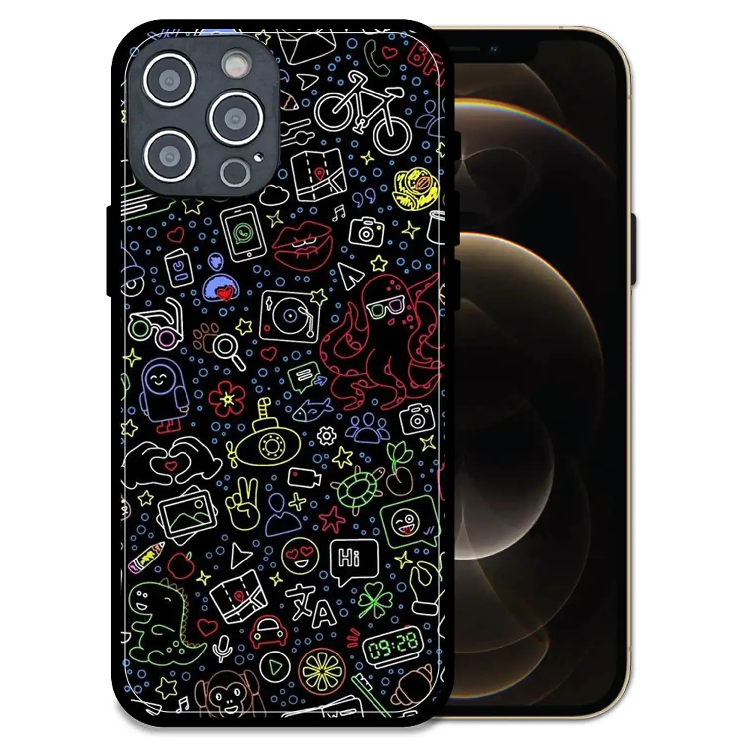 'Doodleverse Nightlife - Glossy Metal Silicone Case For Apple iPhone 12 Pro