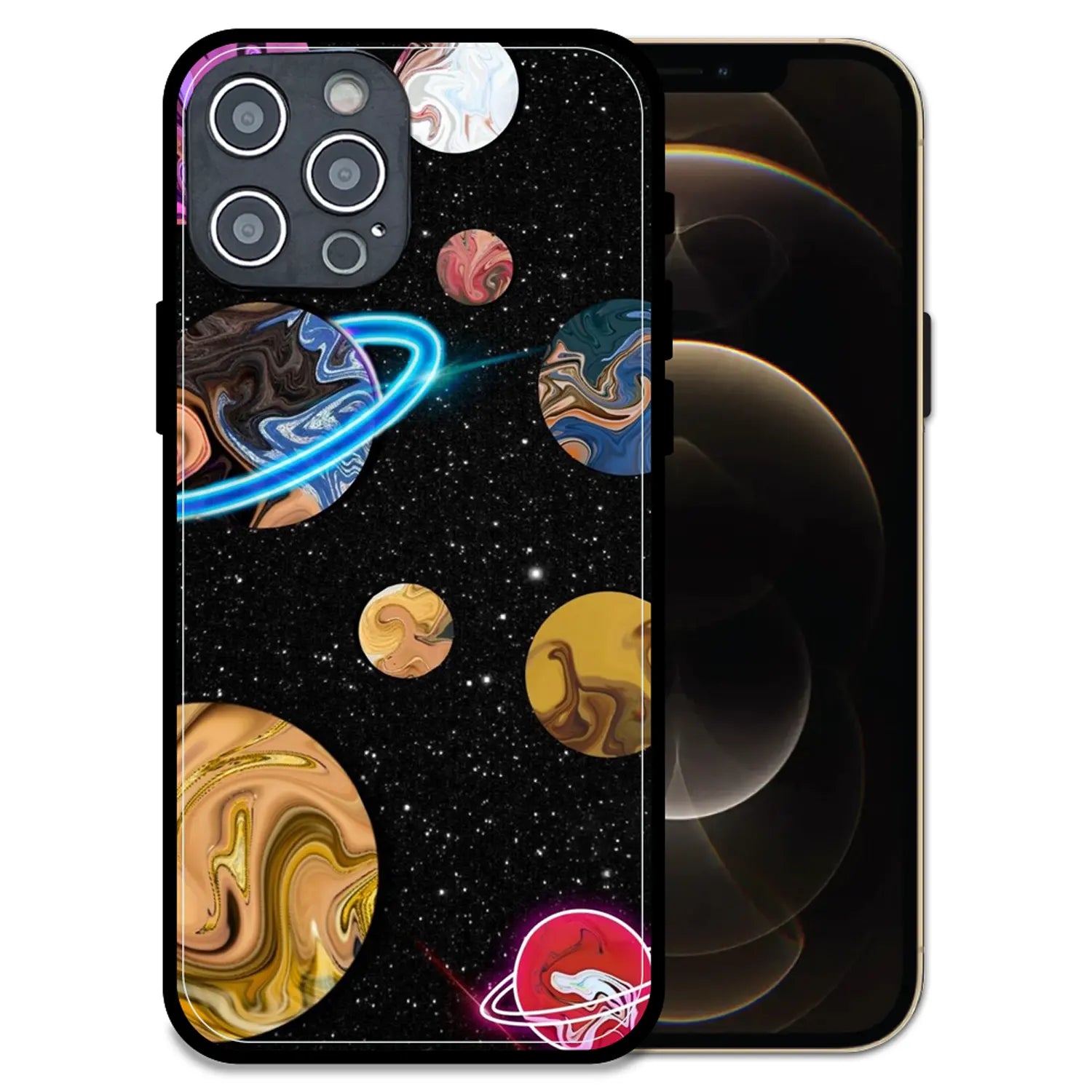 'Cosmic Swirl Galaxy - Glossy Metal Silicone Case For Apple iPhone 12 Pro