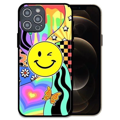 'Groovy Smiley Splash - Glossy Metal Silicone Case For Apple iPhone 12 Pro