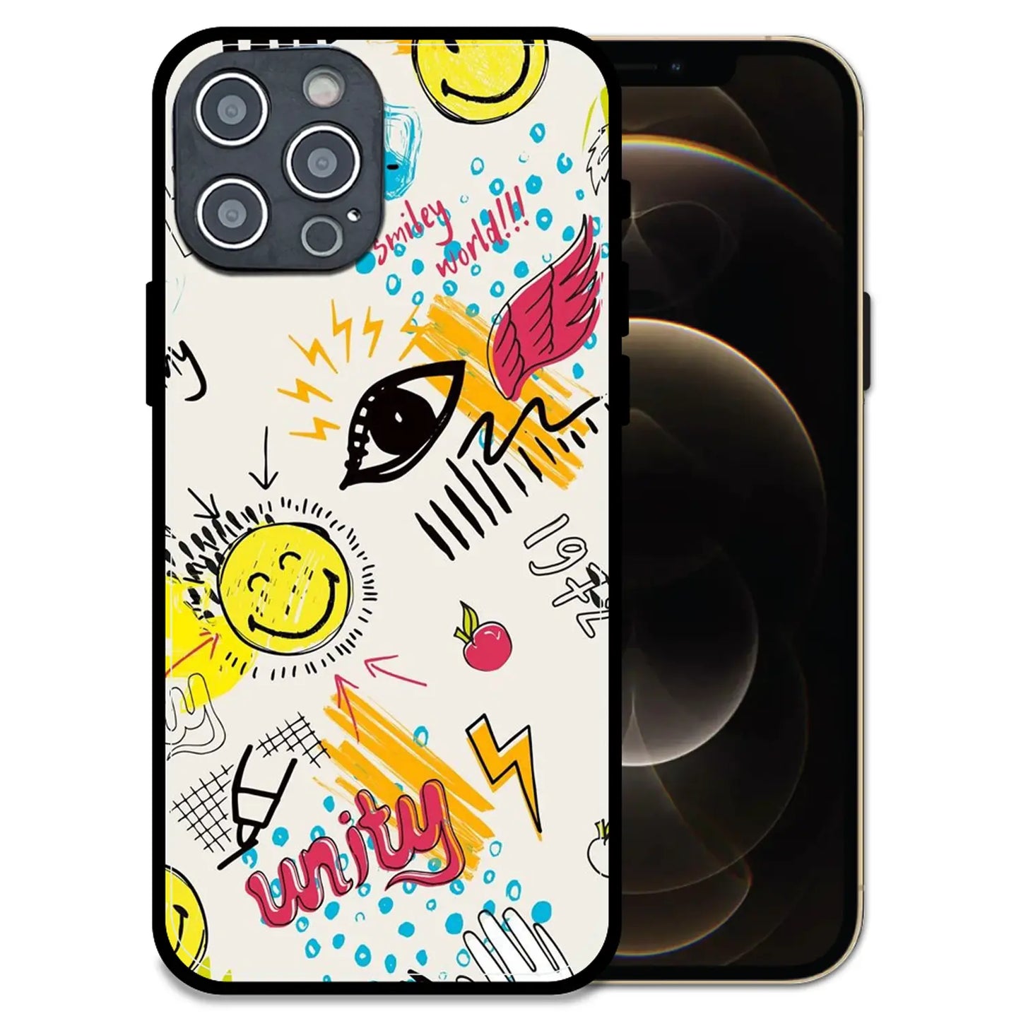 'Smiley Graffiti Pop - Glossy Metal Silicone Case For Apple iPhone 12 Pro