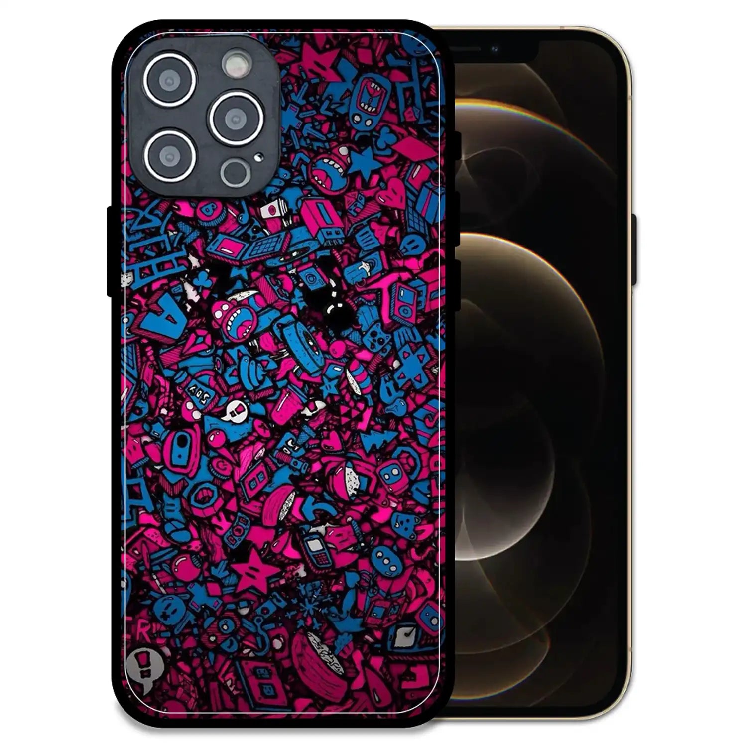 'Doodle Chaos Design - Glossy Metal Silicone Case For Apple iPhone 12 Pro