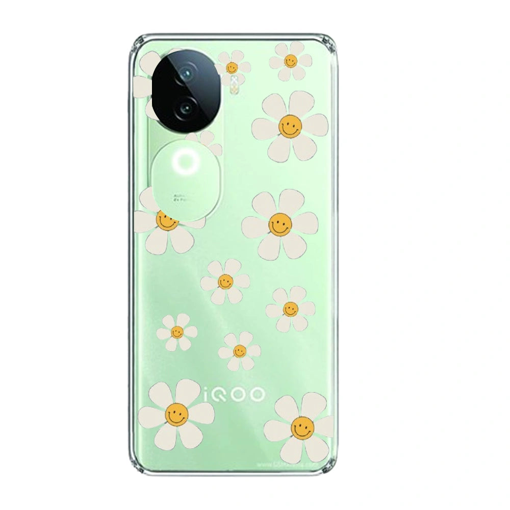 Smile Flowers - Clear Printed Silicone Case For IQOO Infographic