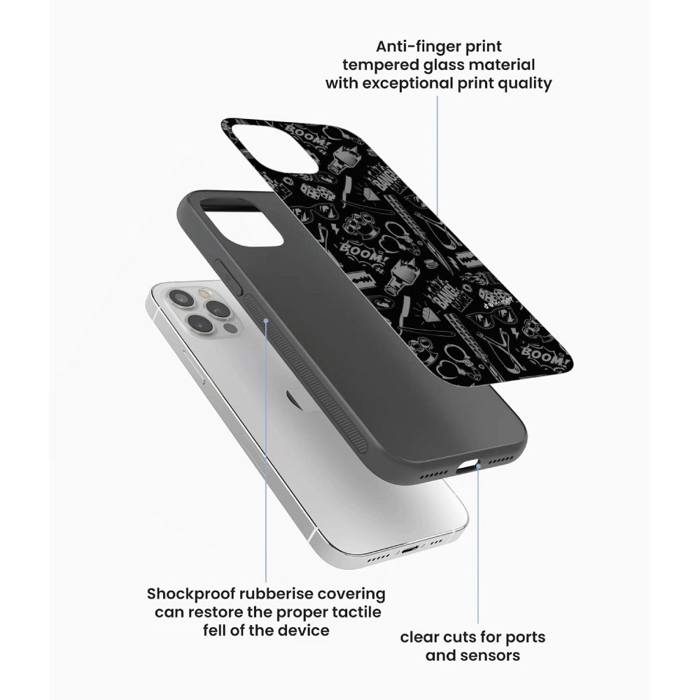 Black Graphic Street Art - Glass Case For Apple iPhone Infographic