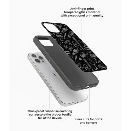 Black Graphic Street Art - Glass Case For Apple iPhone Infographic