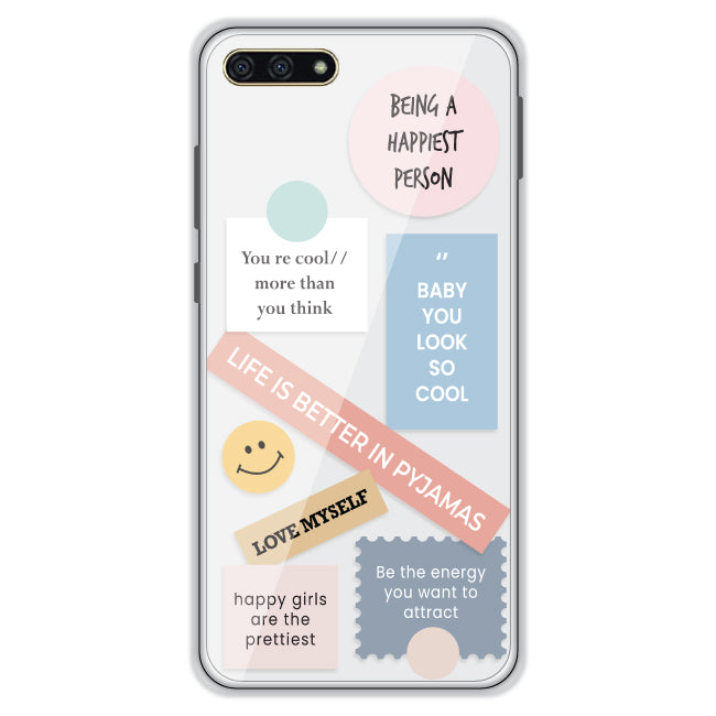 Be Happy - Clear Printed Case For Honor Models Honor 7A