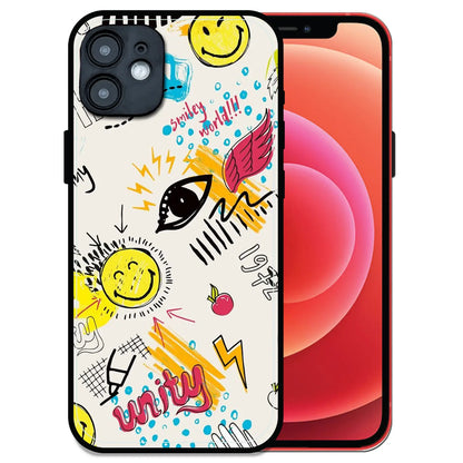 'Smiley Graffiti Pop - Glossy Metal Silicone Case For Apple iPhone 12