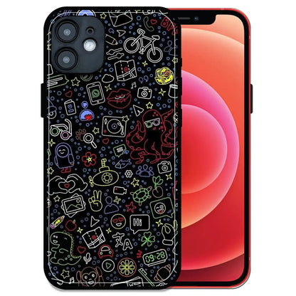 'Doodleverse Nightlife - Glossy Metal Silicone Case For Apple iPhone 12