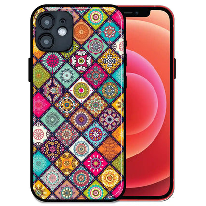 'Boho Mosaic Tiles - Glossy Metal Silicone Case For Apple iPhone 12