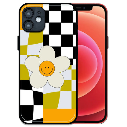 Smiley Flower - Glossy Metal Silicone Case For Apple iPhone 12