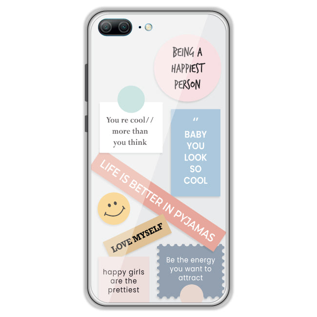 Be Happy - Clear Printed Case For Honor Models Honor 9N