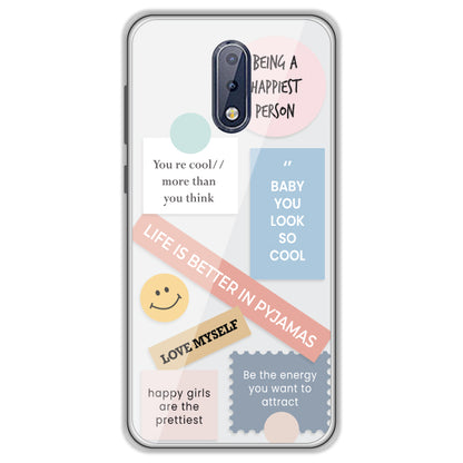 Be Happy - Clear Printed Case For Nokia Models nokia 6.1 plus
