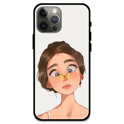 Butterfly Girl - Glossy Metal Silicone Case For Apple iPhone Models- Apple iPhone 12 pro max