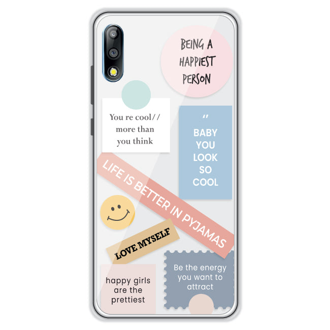 Be Happy - Clear Printed Case For Asus Models asus zenphone pro max 2