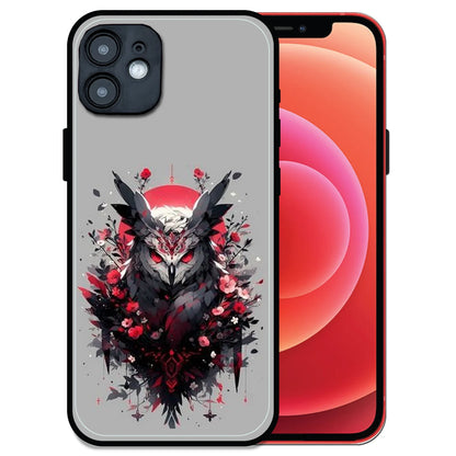 'Crimson Owl Mystique - Glossy Metal Silicone Case For Apple iPhone 12