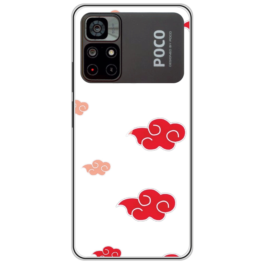 Red Clouds - Clear Printed Silicone Case For Poco Models