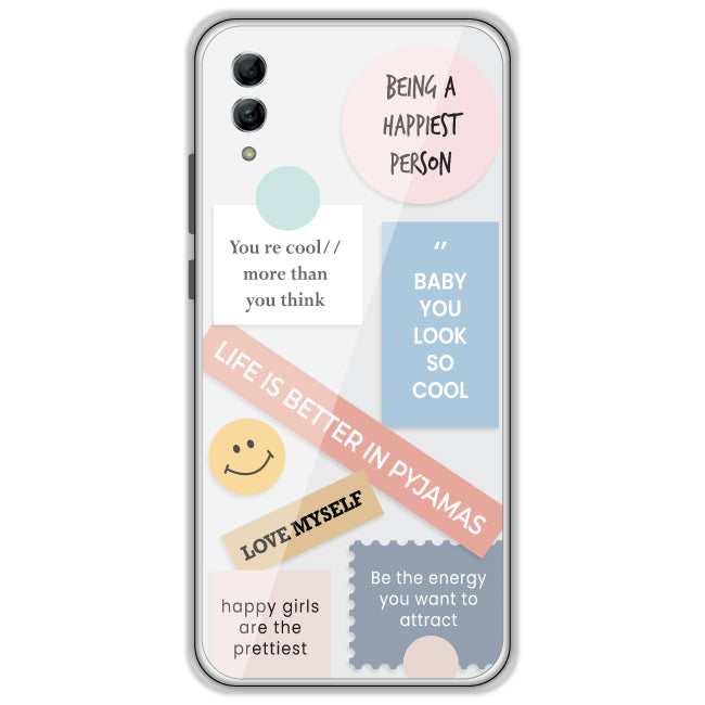 Be Happy - Clear Printed Case For Honor Models Honor 10 Lite