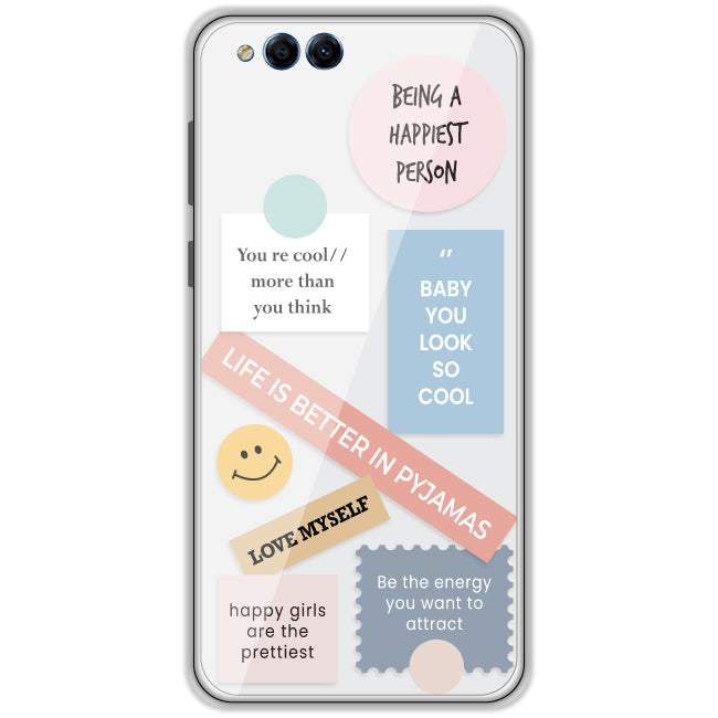 Be Happy - Clear Printed Case For Honor Models Honor 8X